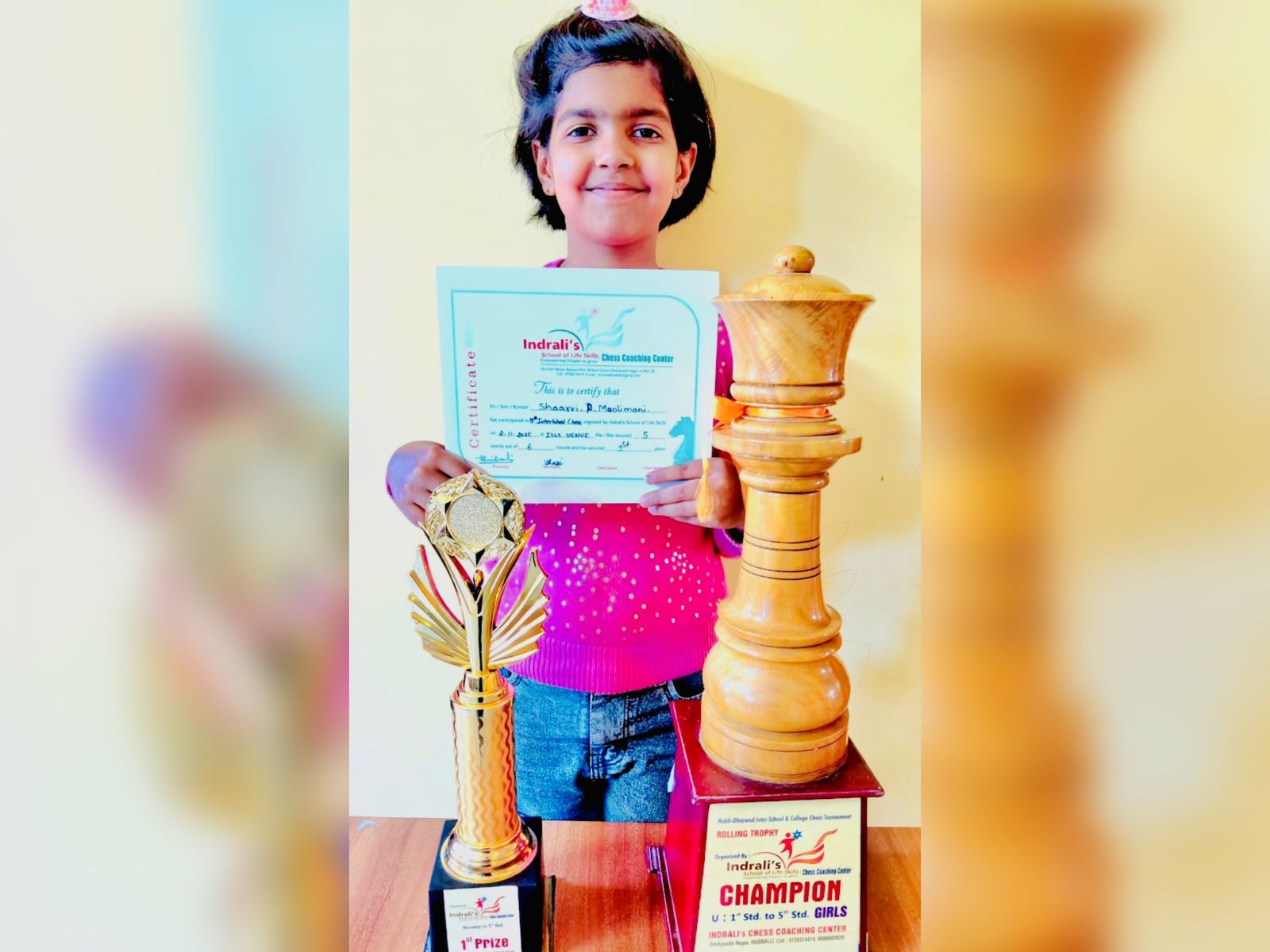 First Place at Hubli-Dharwad Inter School & College Chess Championship